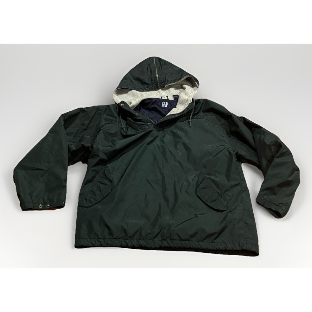 Vintage GAP Military 40s Style Hooded Jacket L Pullover Hoodie Rain Windbreaker